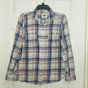 Plaid Button-Up Shirt By Old Navy Size M